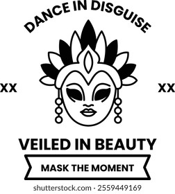 Illustration in concept of Dance Mask in line illustration style