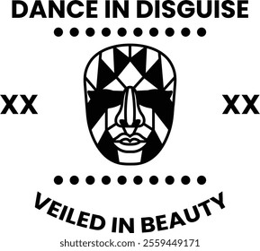 Illustration in concept of Dance Mask in line illustration style