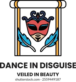 Illustration in concept of Dance Mask in line illustration style