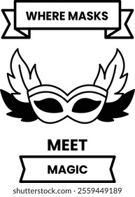 Illustration in concept of Dance Mask in line illustration style