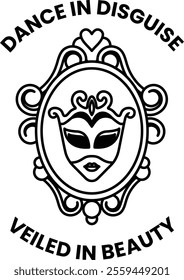 Illustration in concept of Dance Mask in line illustration style