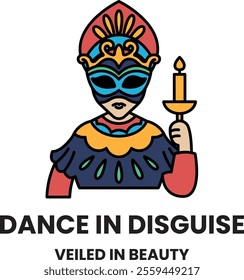 Illustration in concept of Dance Mask in line illustration style