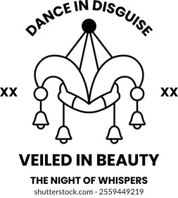 Illustration in concept of Dance Mask in line illustration style