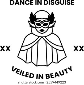 Illustration in concept of Dance Mask in line illustration style