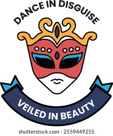 Illustration in concept of Dance Mask in line illustration style