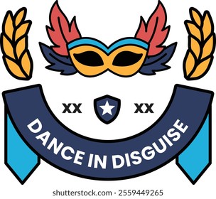 Illustration in concept of Dance Mask in line illustration style
