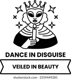 Illustration in concept of Dance Mask in line illustration style