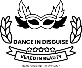 Illustration in concept of Dance Mask in line illustration style