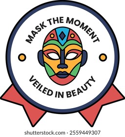 Illustration in concept of Dance Mask in line illustration style