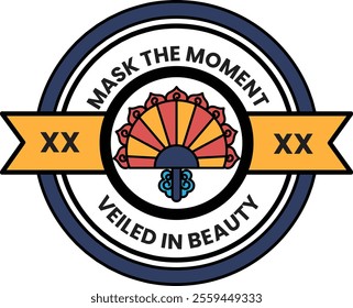 Illustration in concept of Dance Mask in line illustration style