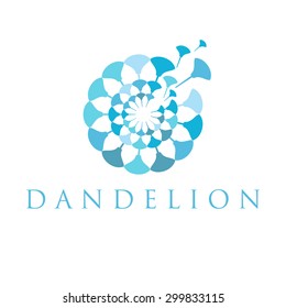 Illustration of concept dandelion. Vector logo
