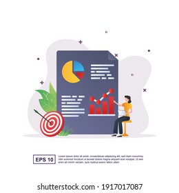 Ilustración del análisis de datos con la persona que analiza el gráfico.