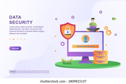 Illustration concept of data security secured with a password.