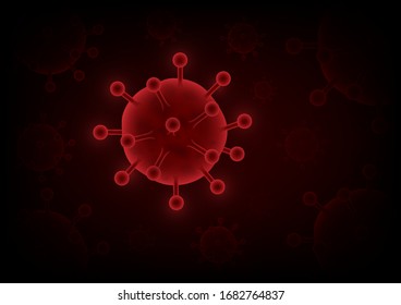 Illustration concept design Corona Virus Covid-19 by a dark black and luminous red background