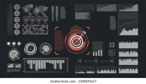 Illustration for concept design. Isolated vector set. Futuristic vector hud interface screen design. Business vector concept illustration. Illustration isolated white background.