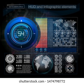 Illustration for concept design. Isolated vector set. Futuristic vector hud interface screen design. Business vector concept illustration.