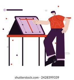 Illustration concept of a designer creating a design with their tablet