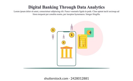 Concepto de ilustración de la banca digital a través del análisis de datos. 