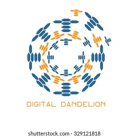 Illustration of concept digital dandelion. Vector logo