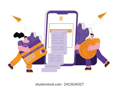 Concepto de ilustración de pago digital o pago móvil en un comercio de tiendas en línea