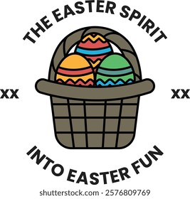 A illustration in the concept of Easter basket in line drawing style