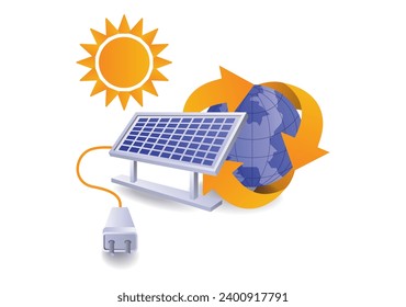 Illustration concept of the eco green world of solar panel electrical energy