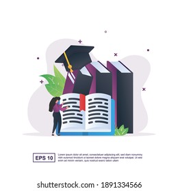 Illustration concept of education with people who read books.