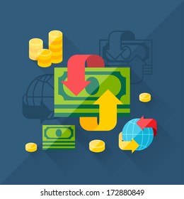 Illustration concept of exchange in flat design style.