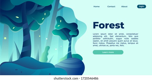 Illustration Concept Of A Fantasy Green Forest Landing Page

