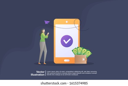 Illustration concept of financial transaction, money transfer, online banking, mobile wallet. Online Payment concept. Can use for, landing page, template, ui, web, mobile app, banner