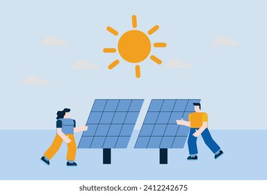 Ilustración del concepto de generación de electricidad con energía solar
