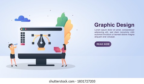 Illustration Concept of graphic design by using the pen tool on the screen.