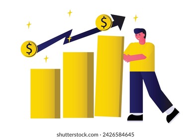 Illustration concept of a graphical increase, depicting growth. Suitable for business, investment, and financial content