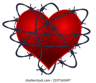 Illustration of the concept heart in barbed wire