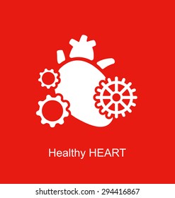 Illustration Concept of Heart as Perpetuum Mobile, Medical Logo  - Vector