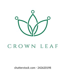 Illustration Of Concept Icon Crown In The Leaf. Vector