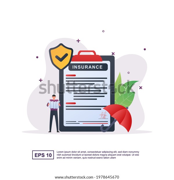 Illustration concept of insurance with the\
person writing the insurance\
agreement.