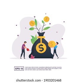 Illustration concept of investment with people who bring investment returns.