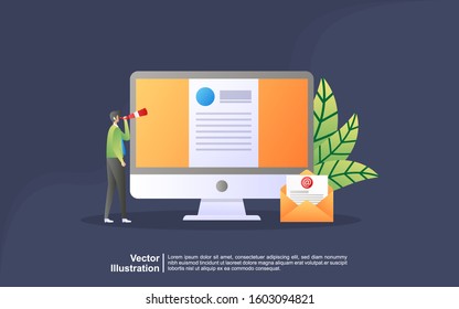 Illustration concept of job hiring. Businessman and women open recruitment, searching talent, resume. Flat design concept for banner, landing page, post template. easy to edit and customize