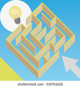 Illustration of the concept of a labyrinth idea. The grunge texture is removable from the background.
