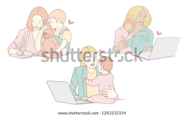 Illustration Concept Life Work Balance Mother Stock Vector (Royalty ...