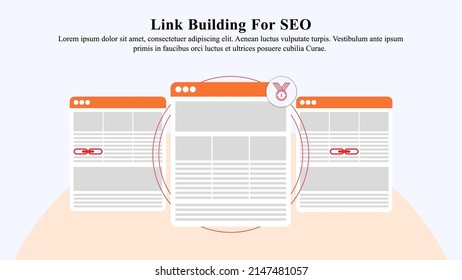 The illustration concept of link building for SEO can be used in infographics, banners and presentation templates.