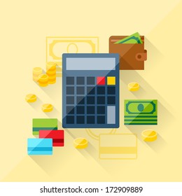 Illustration concept of loan calculator in flat design style.
