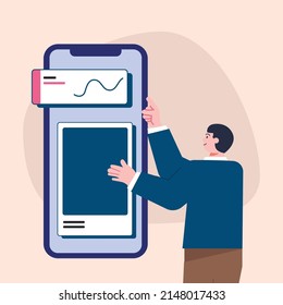 Illustration Concept Looking Chart on Smart Phones