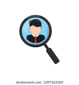 illustration with Concept of looking for professional staff with magnifying glass, vector illustration in flat style
