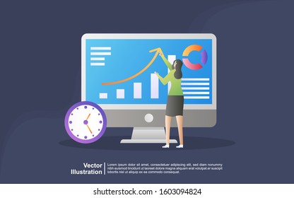 Illustration concept of market search. Concept for Digital marketing agency, digital media campaign flat vector illustration. easy to edit and customize