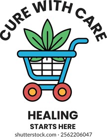 Illustration in concept of Medical Cannabis in line style