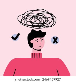 ilustración concepto de hombres confundidos al tomar decisiones