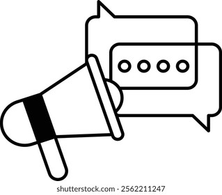 Illustration in concept of Message box and megaphone in line style