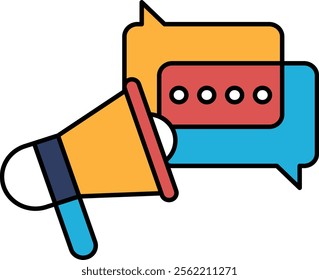 Illustration in concept of Message box and megaphone in line style